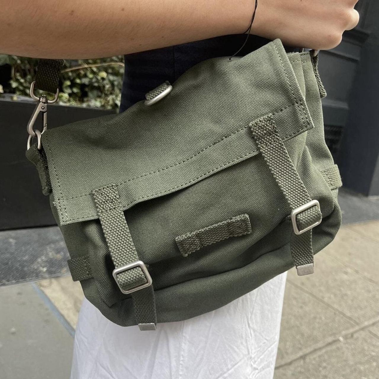 brand new brandy melville military green messenger... Depop