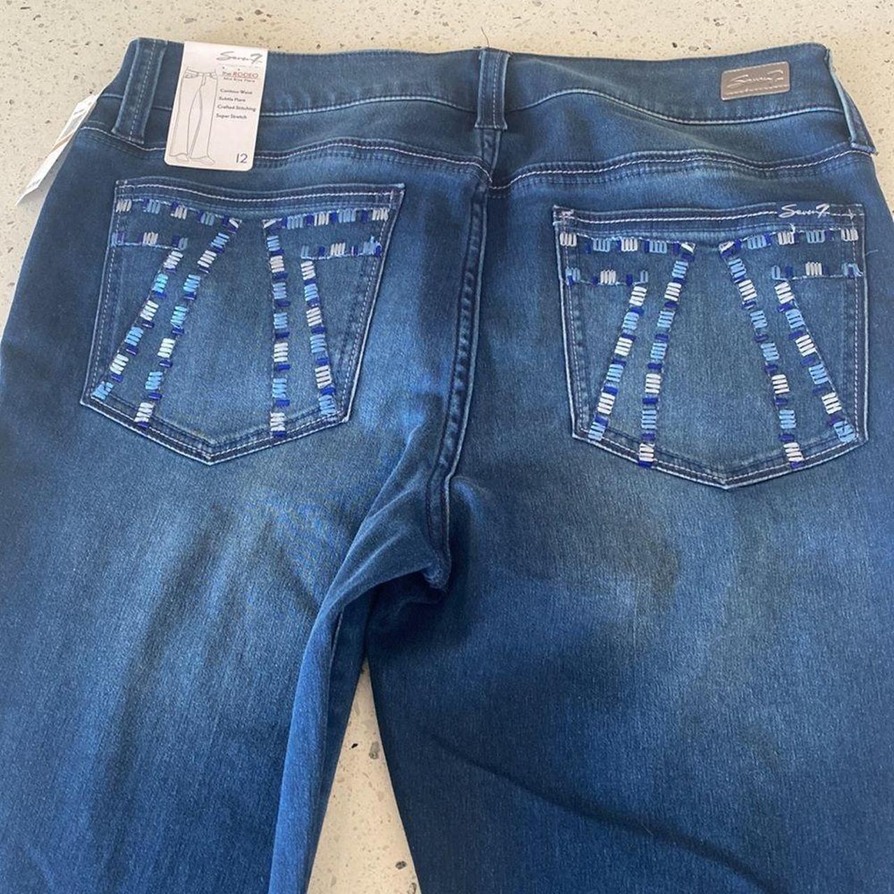 Seven7 jeans 5 pocket stretch size 12 mid rise - Depop