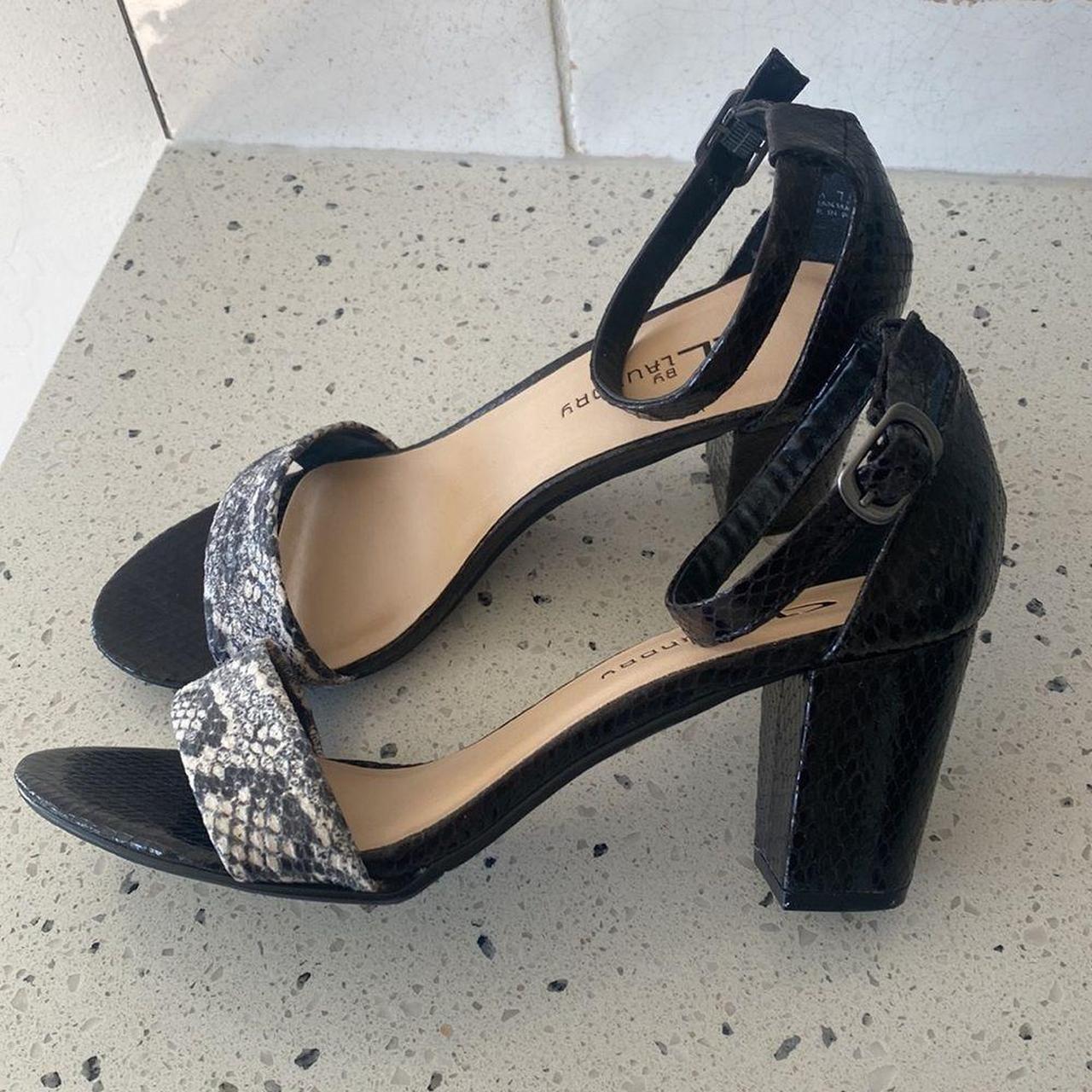 Grey snake best sale print block heels