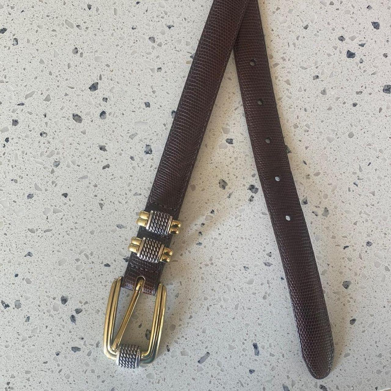 BRIGHTON Classics Brown Leather Lizard Belt... - Depop