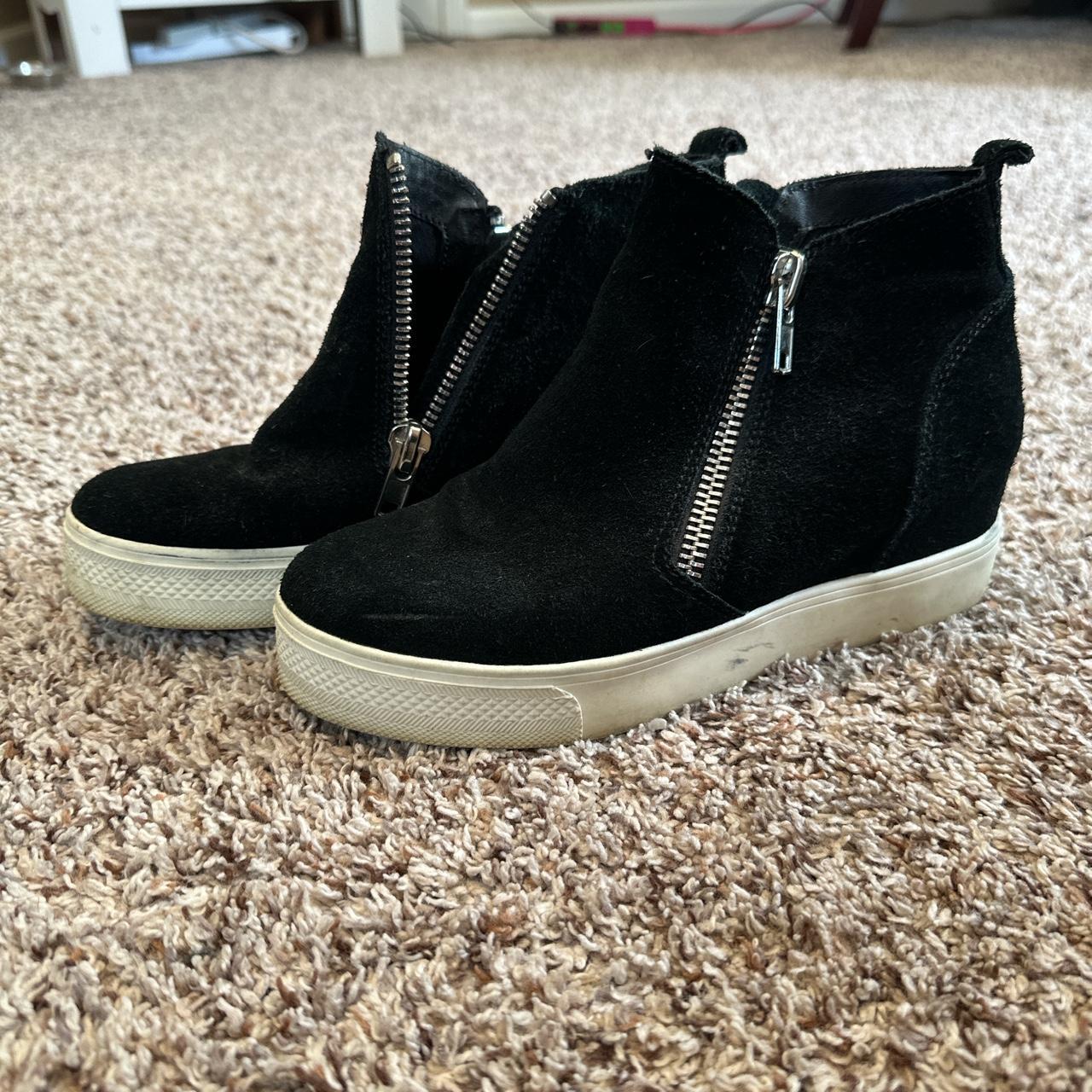 steve madden black wedge sneakers