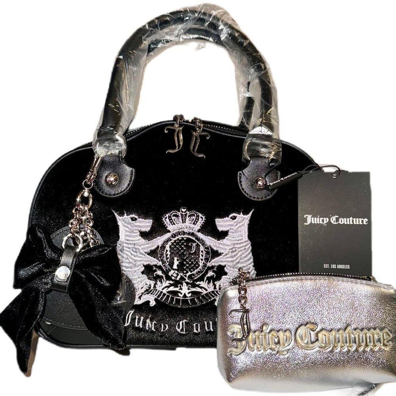 NWT Juicy Couture Black Faux Leather Shoulder Bag factory Purse Satchel New