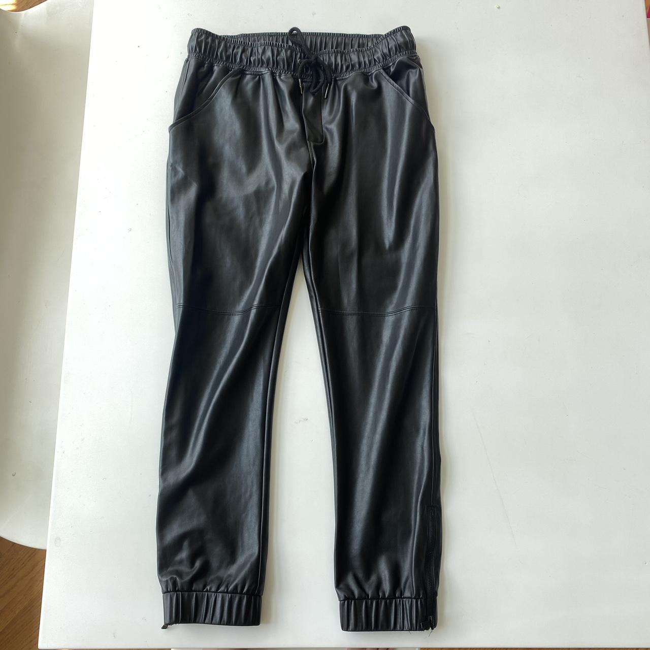 David Lerner Black Leather Joggers Brand David