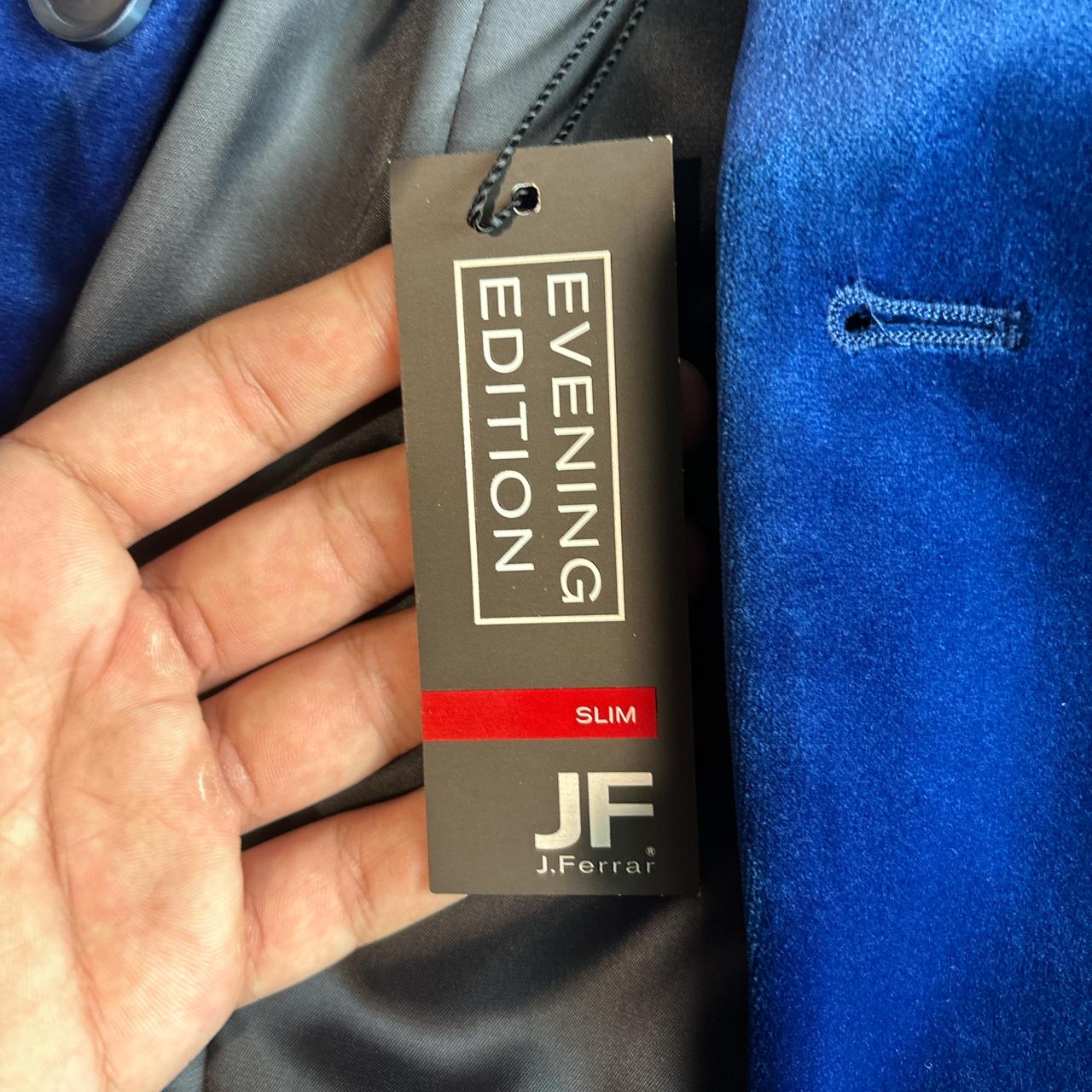JF J. Ferrar blue velvet blazer with a black lining | Depop