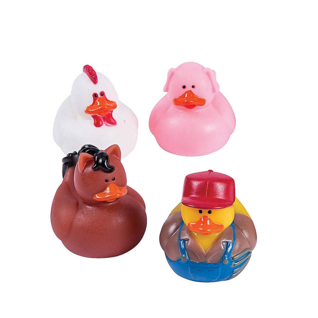 Set of 4 New Barnyard Farm Rubber Duckies Duck 2”... - Depop