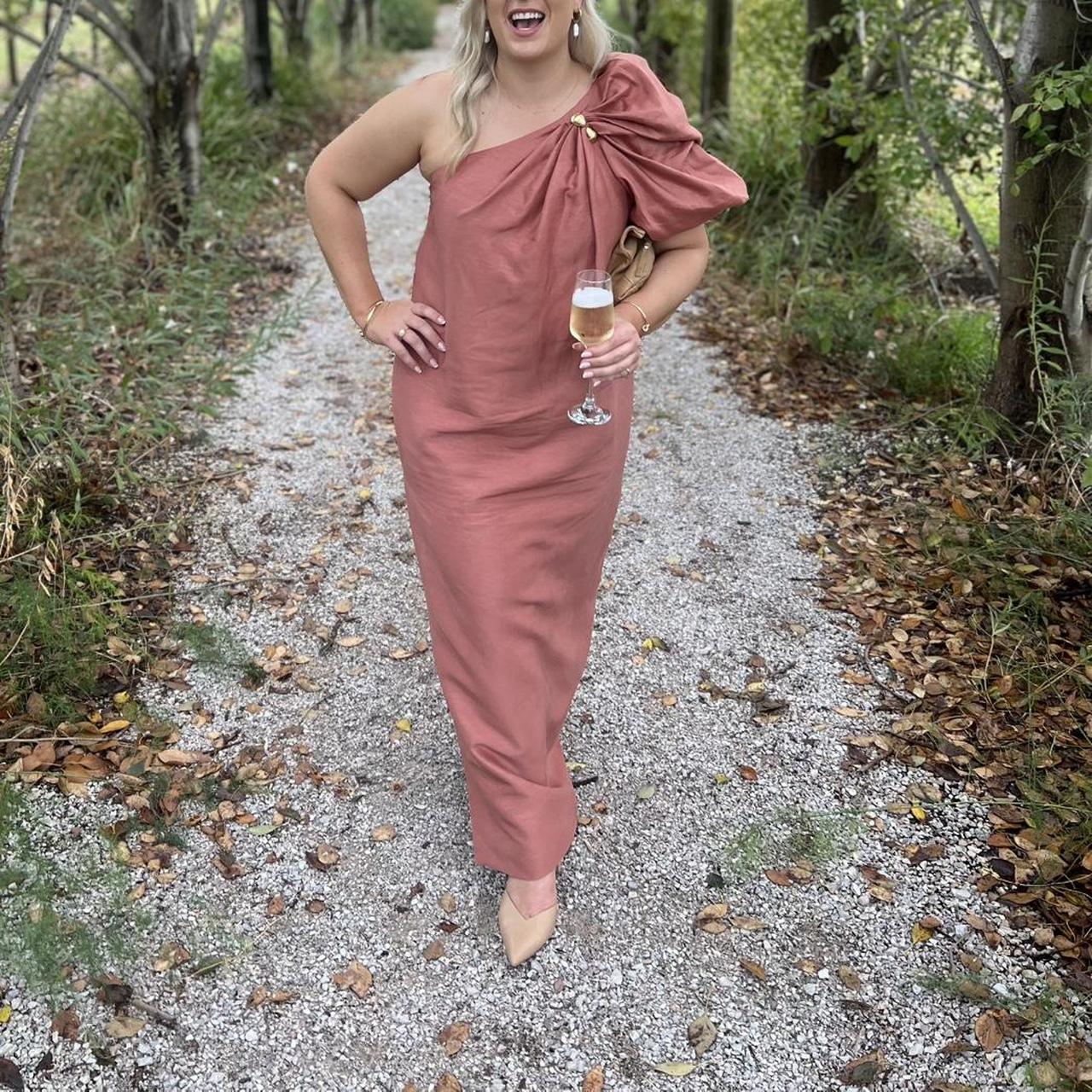 Cira Midi Dress in colour terracotta Aje Size | Depop