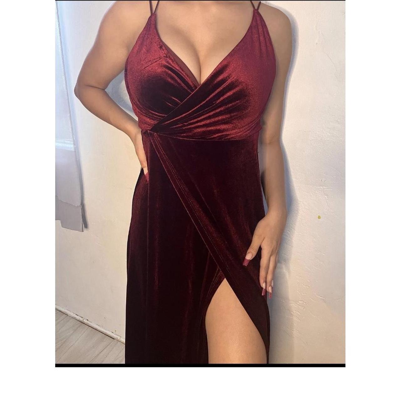 burgundy dress fashion nova