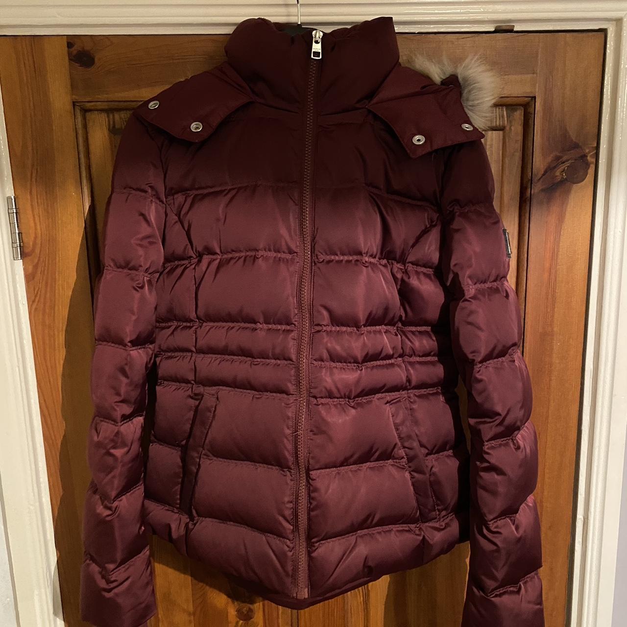 Women’s Calvin Klein Jeans Dark Red Parka Puffer... - Depop