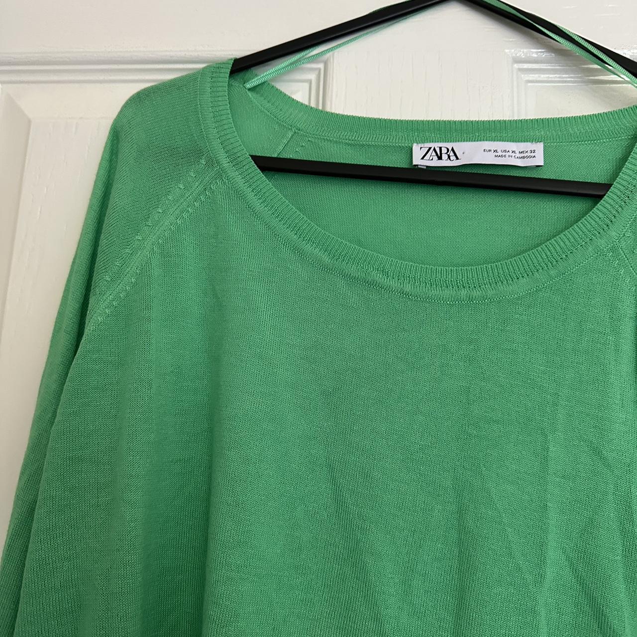 Zara bright green basic knit sweater / jumper.... - Depop