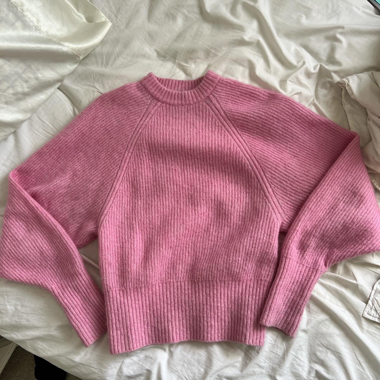 H&M pink mohair sweater Knot wool-blend sweater... - Depop