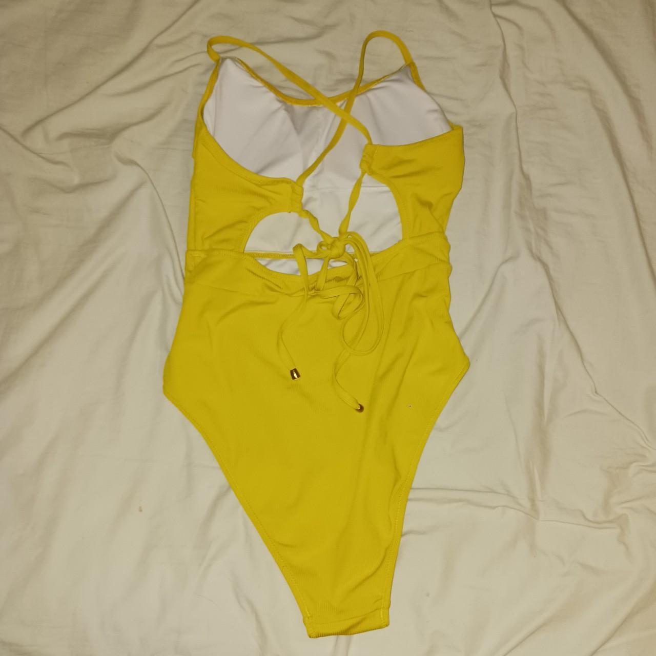 Mustard yellow one-piece swimsuit Color is... - Depop
