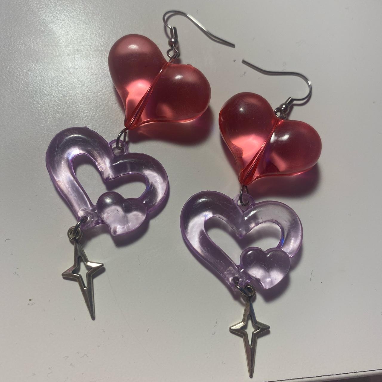 Acrylic Heart Earring, Big Heart Earrings, Red Heart Earring, Pink