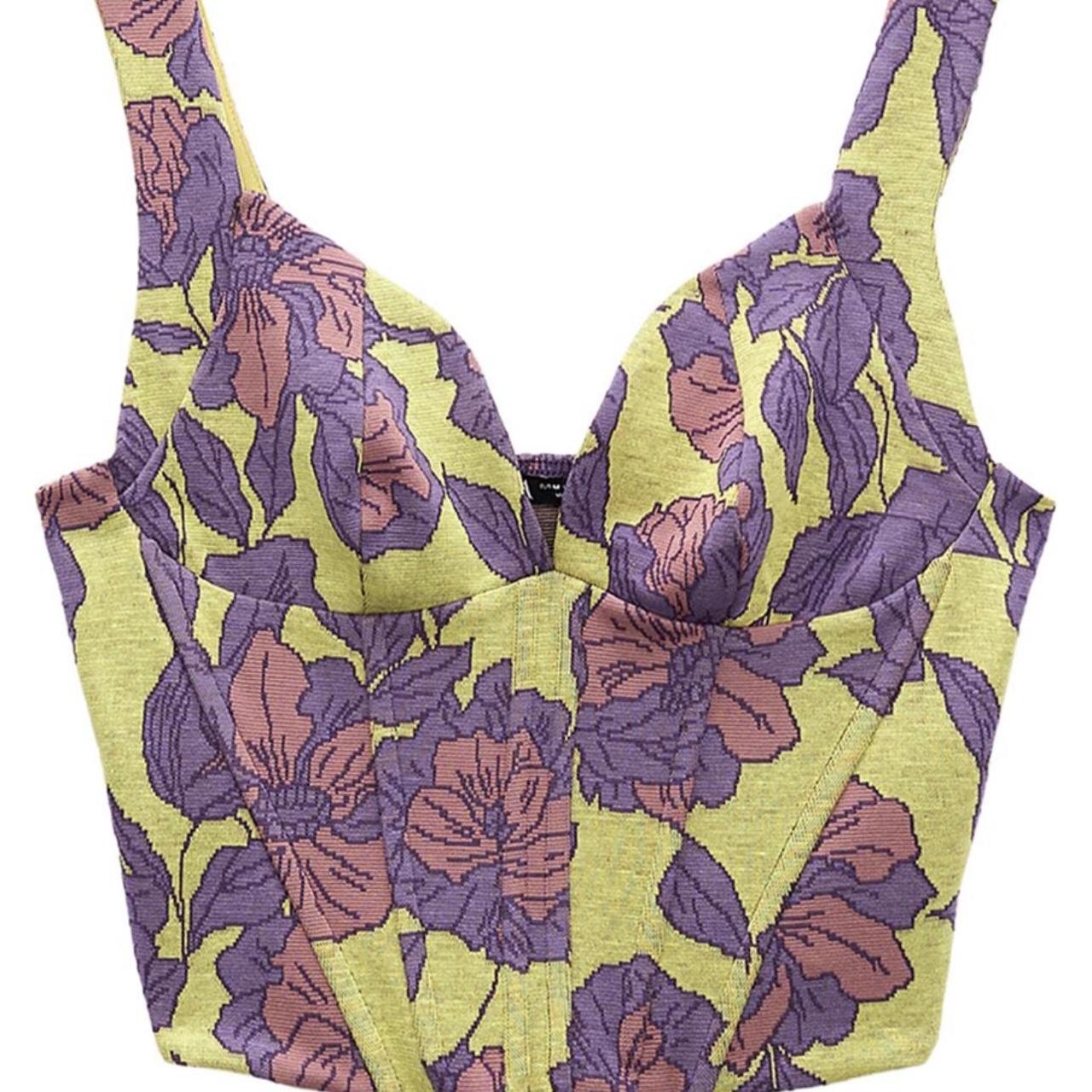 🌷ZARA corset top with floral design in size medium