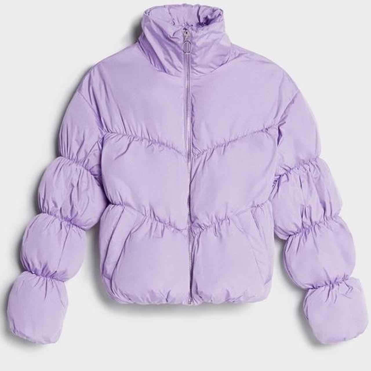 lilac bershka cropped puffer jacket 💜 this puffer... - Depop