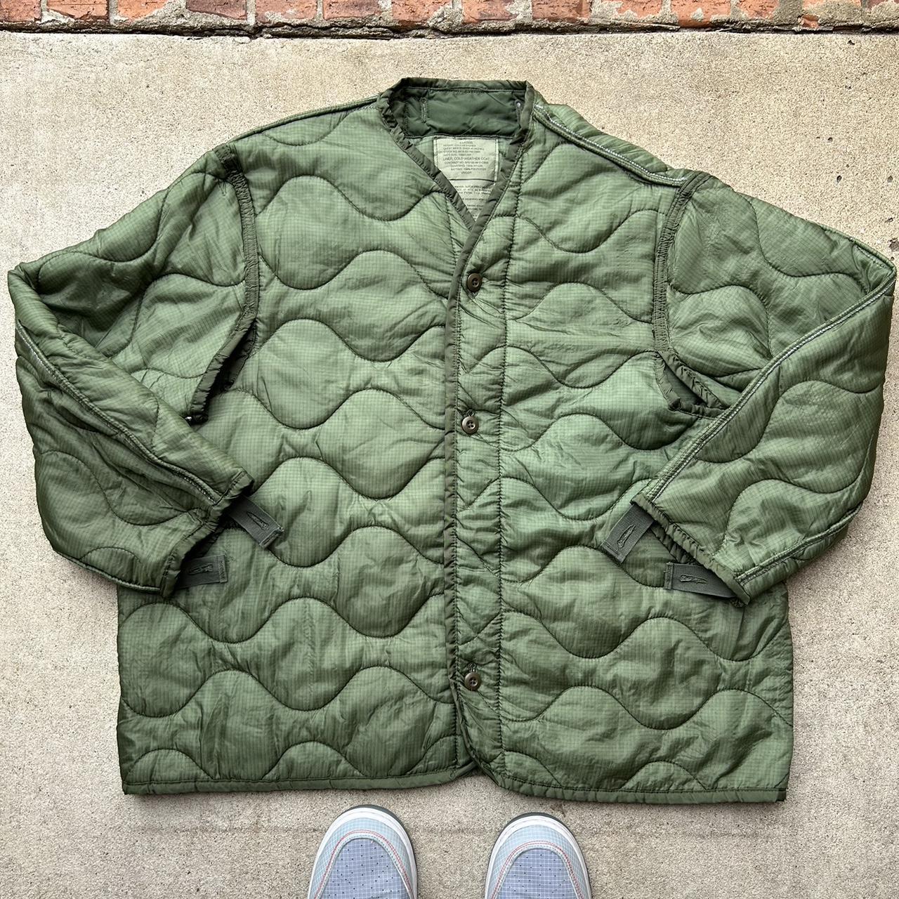 Vintage Green Quilted Liner Jacket Good condition... - Depop