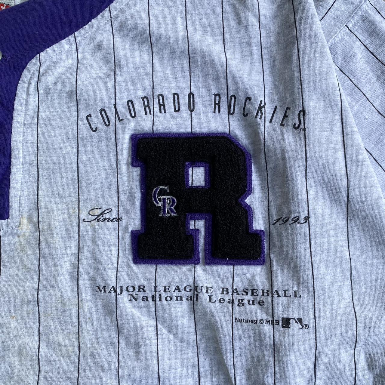 Vintage 1993 Colorado Rockies Baseball Purple 1990s T shirt Logo 7 mens sz  Large