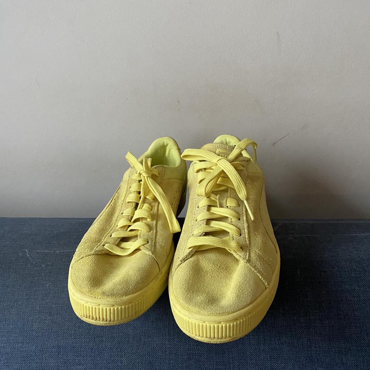 Puma yellow suede shoes size 6 but runs slightly big... - Depop