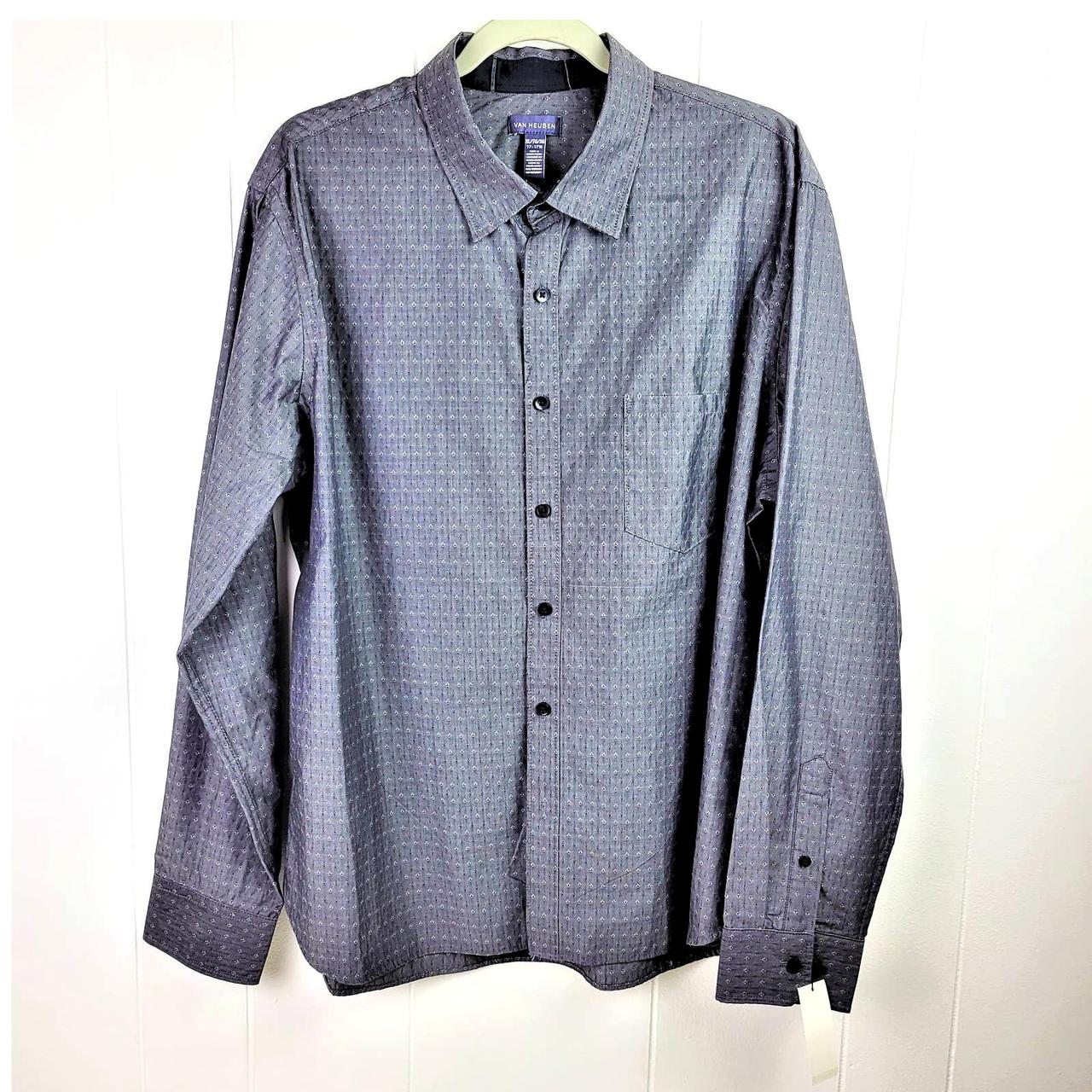 Van Heusen Gray Never Tuck Dress Shirt Men's XL... - Depop