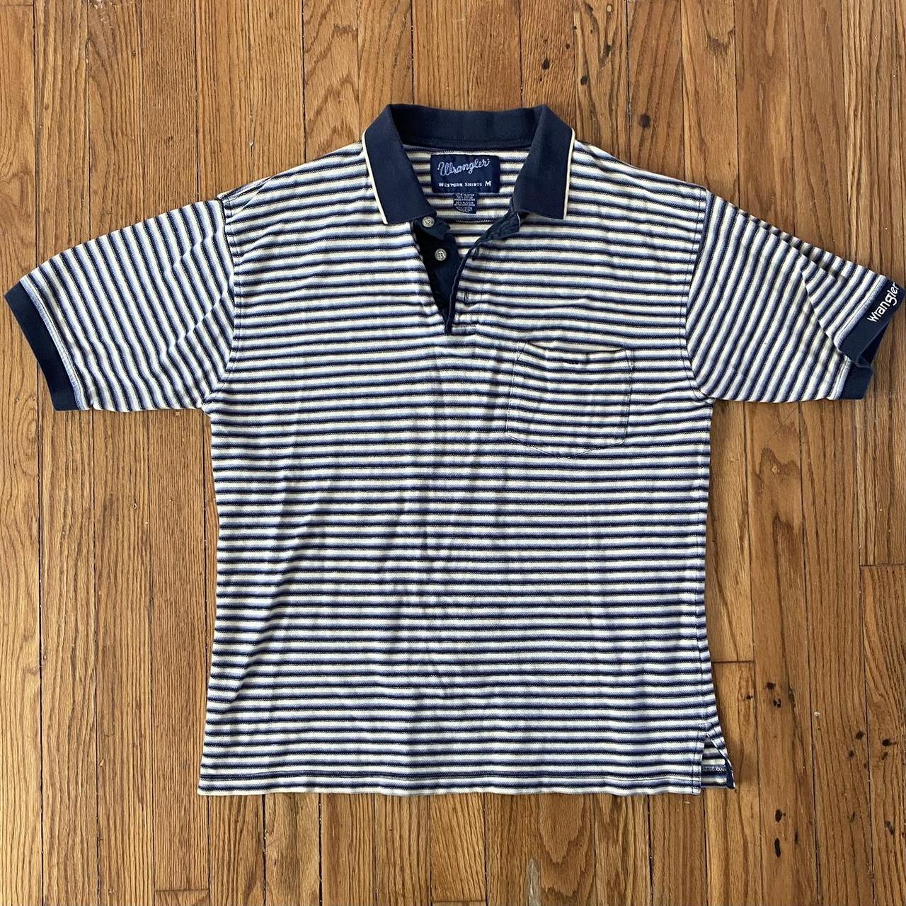 Wrangler Men's White and Navy Polo-shirts | Depop