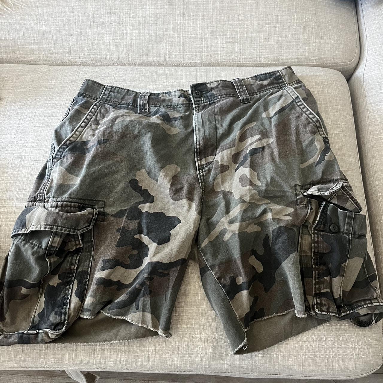 Old navy Camo Cargos. Size 34. They are cut at the... Depop