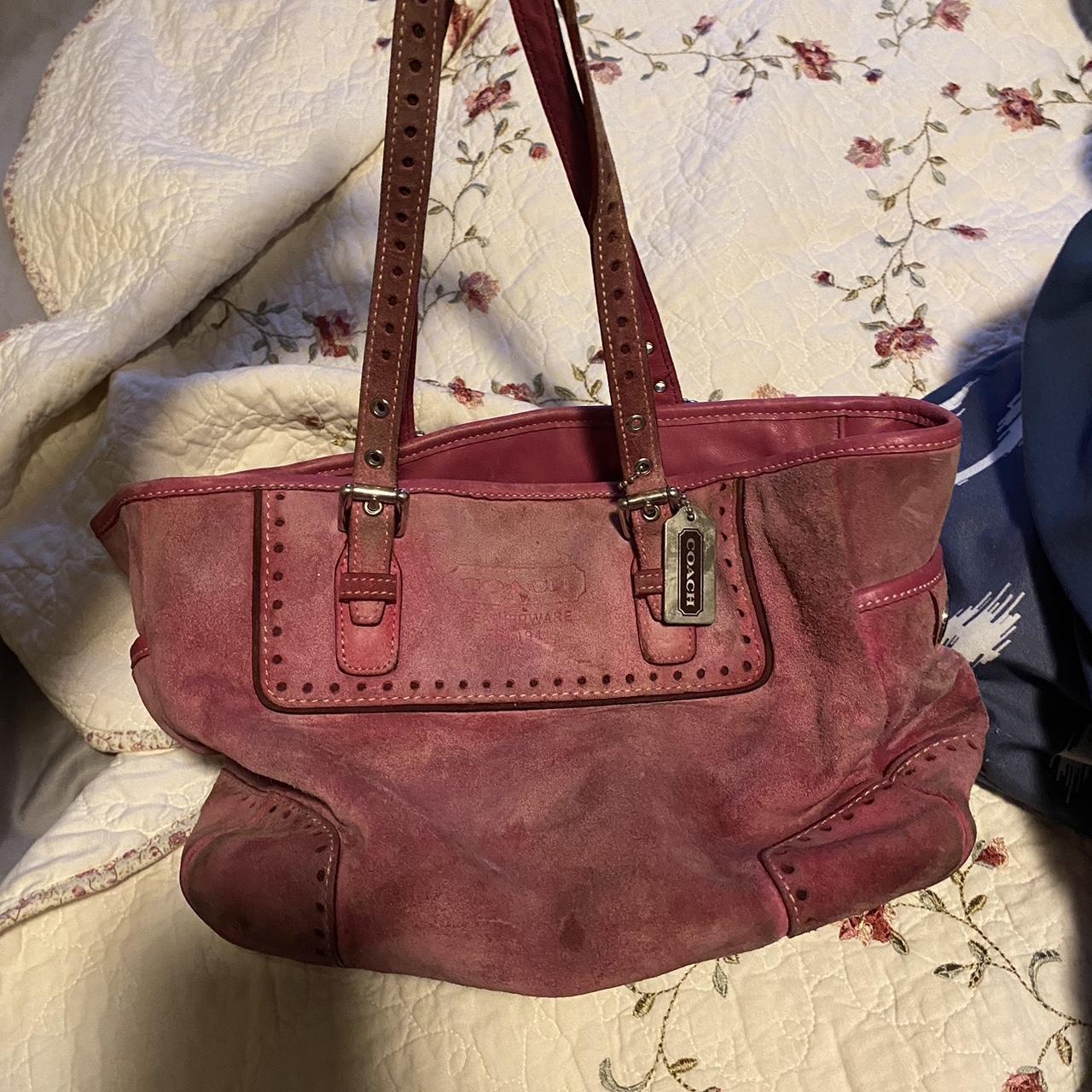 Coach Brown + Pink Hand Bag - Depop