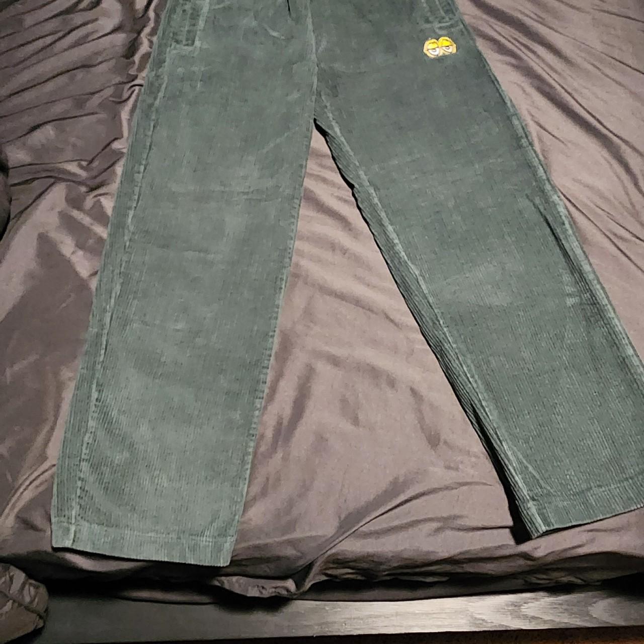 green krooked corduroy pants size small so like 28 - Depop