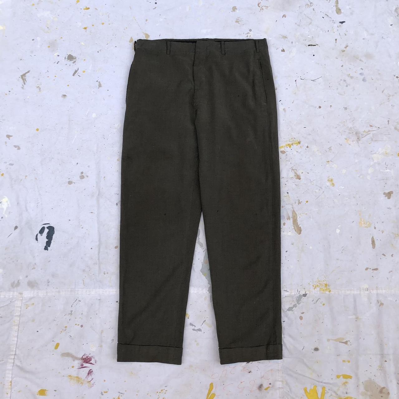 Vintage 50s army green chino slacks Nice dark green... - Depop