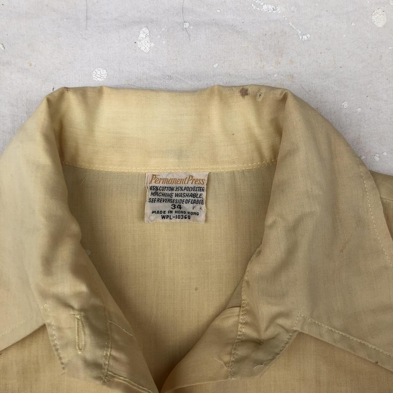 Vintage 1970s pastel yellow button up shirt with a... Depop