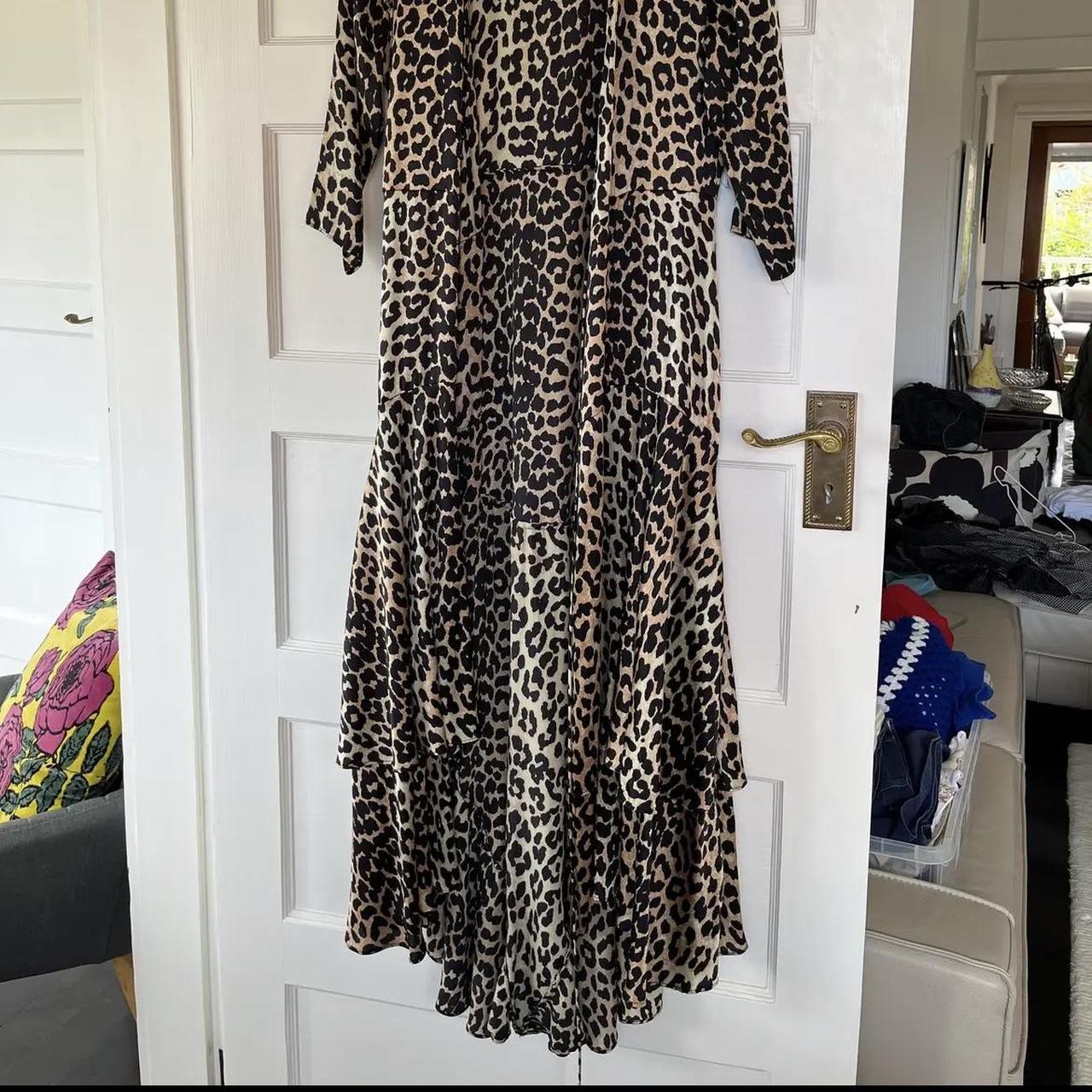 GANNI LEOPARD PRINT SILK WRAP MAXI DRESS V... - Depop