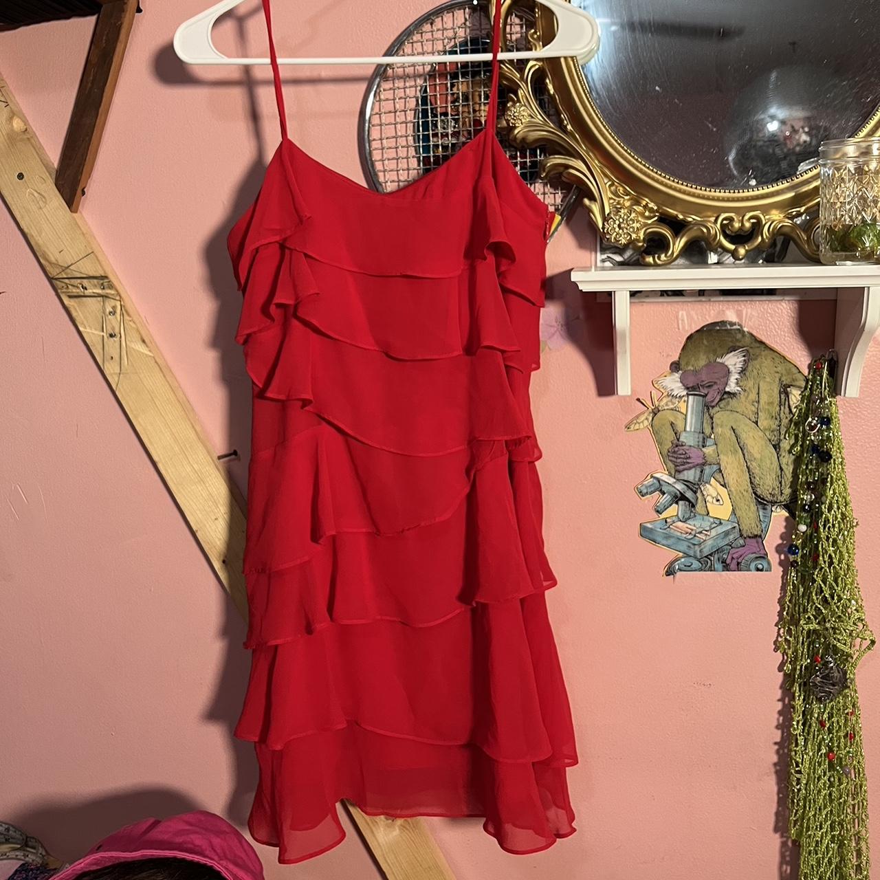 Calvin klein red clearance ruffle dress