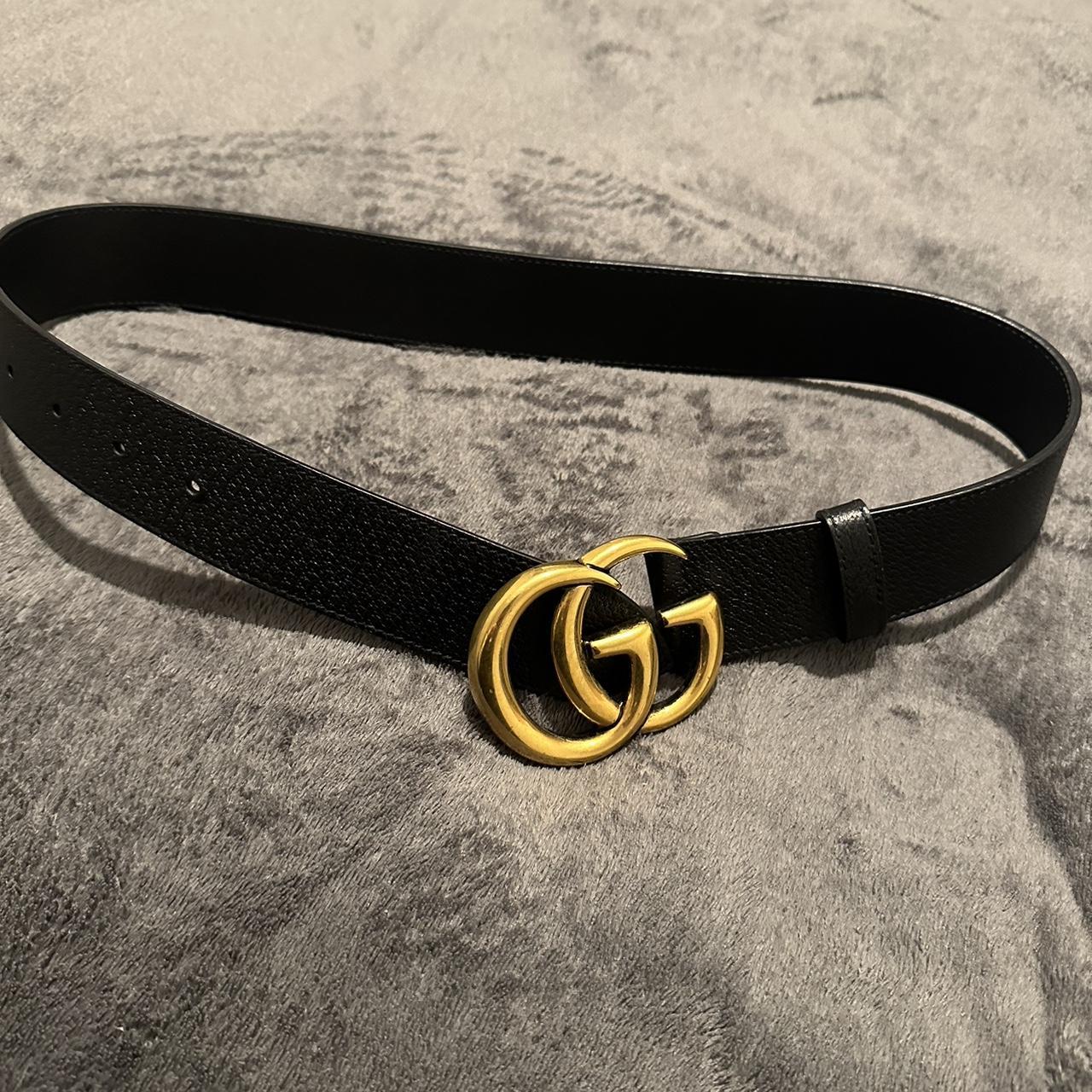 Black Gucci belt with gold logo. Size 4 6 I m a. Depop