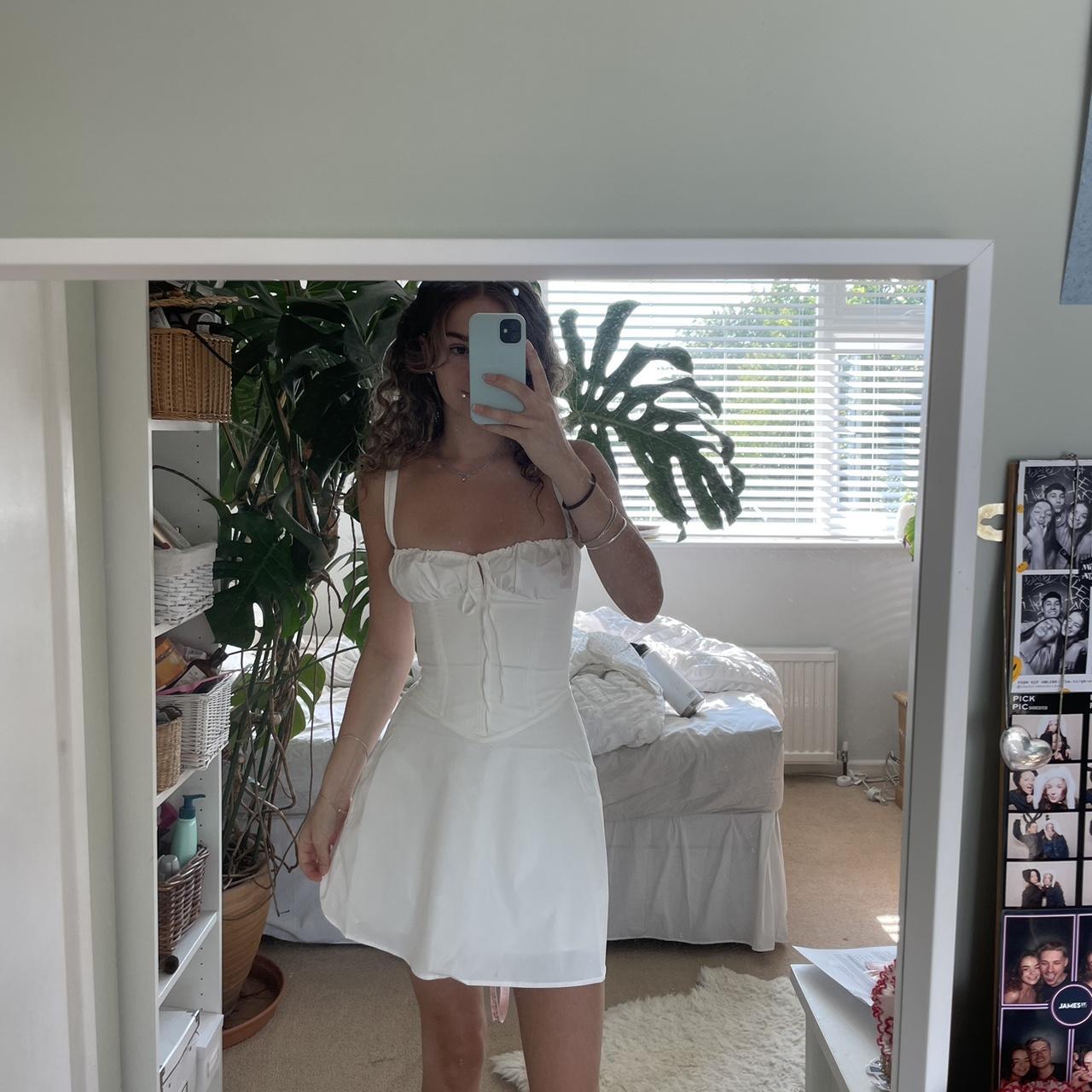 House of CB Carlotta dress, white corset mini