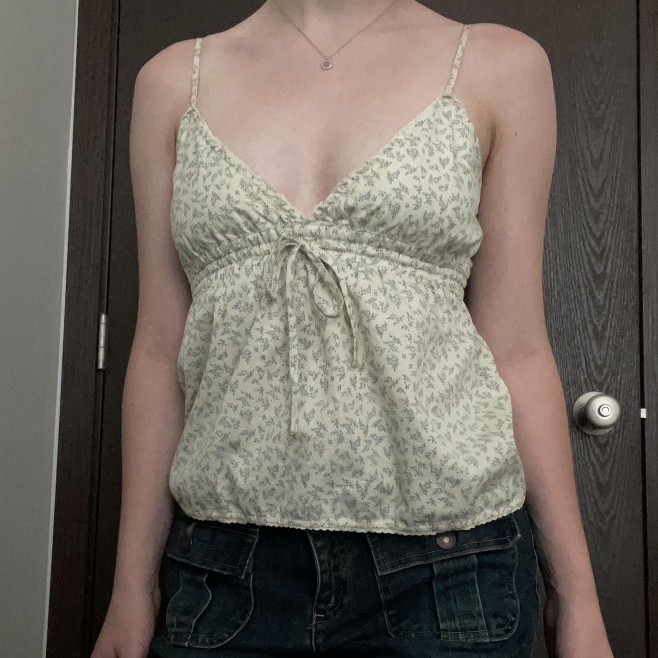 Brandy Melville / John Galt Babydoll Cami, Ivory... - Depop