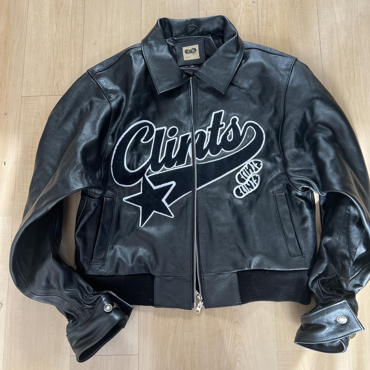 clints inc leather jacket size m - Depop