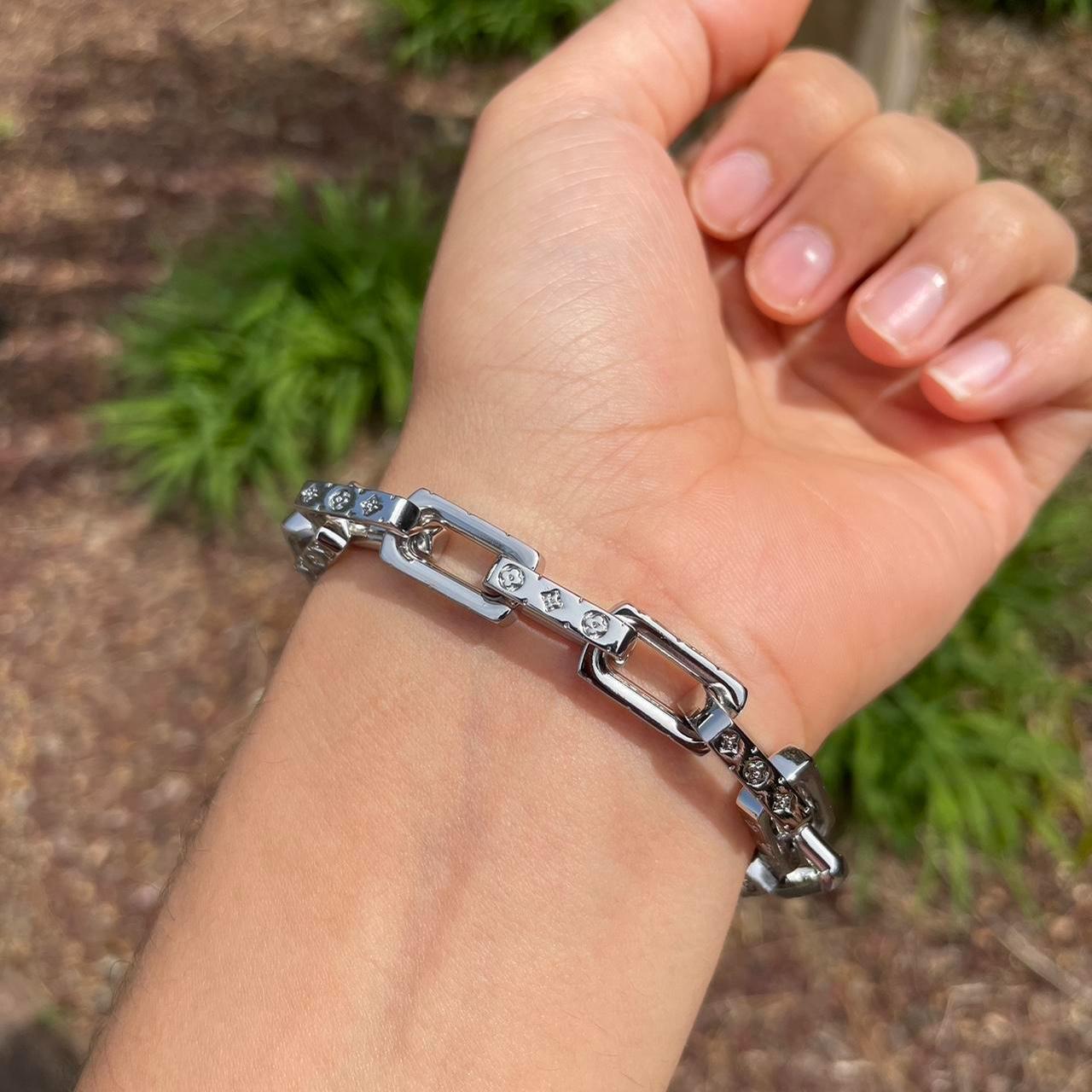 Silver Louis Vuitton Monogram Chain Link Bracelet
