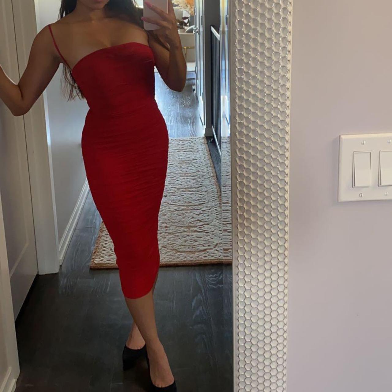 House of CB red mesh dress Worn once XS size Depop