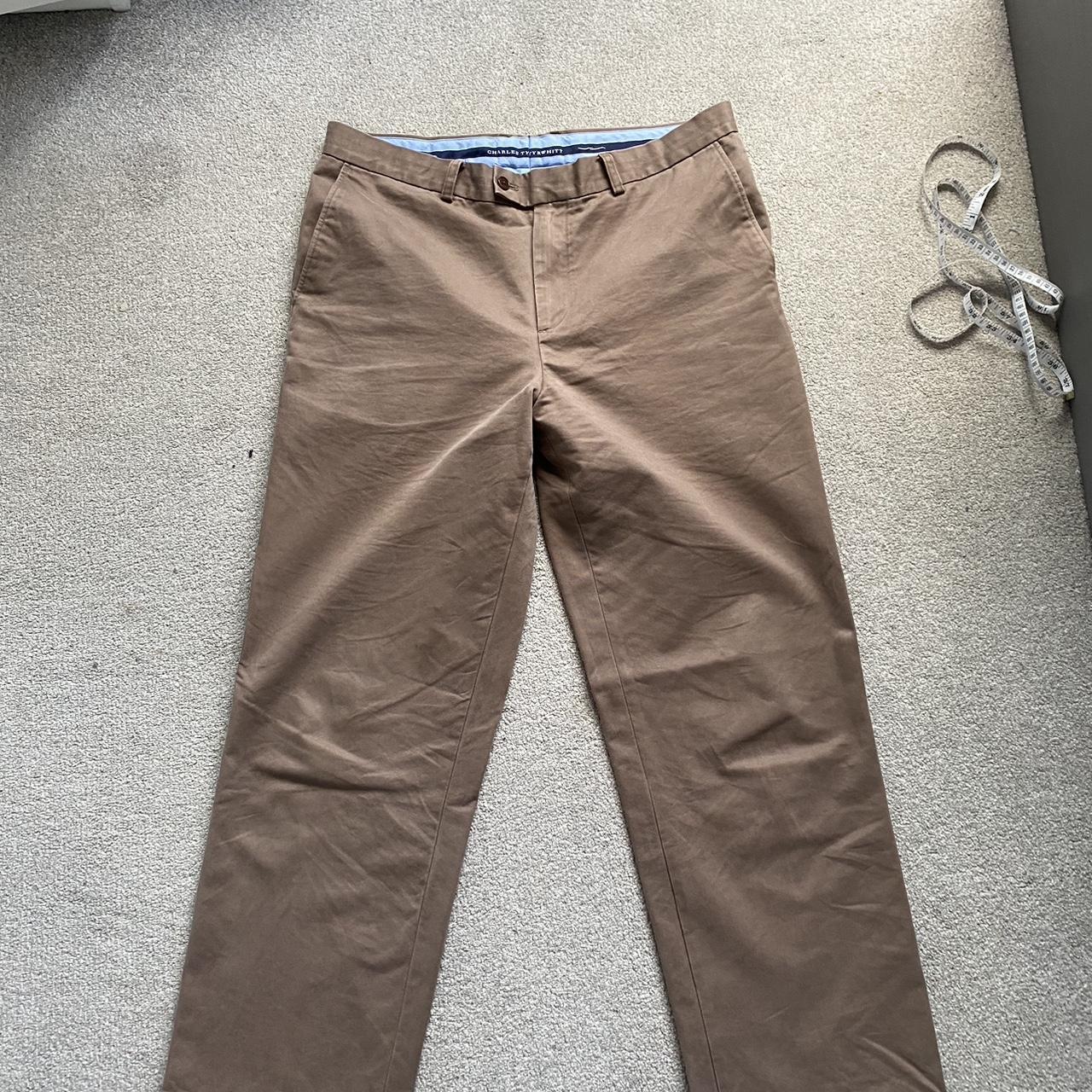 Charles Tyrwhitt baggy light brown chinos Waist... - Depop