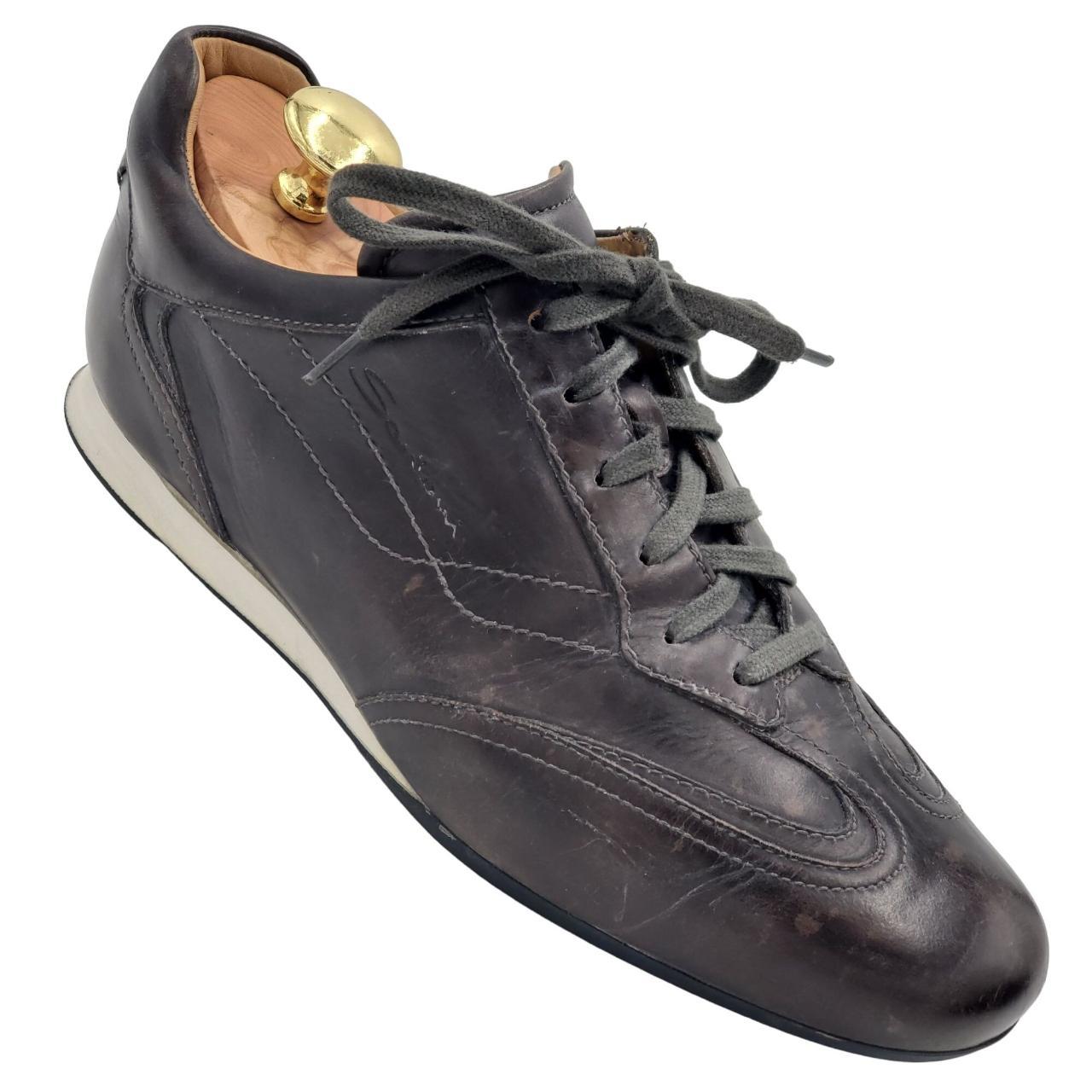 Santoni Leather Sneaker Crafted In Italy Original... Depop