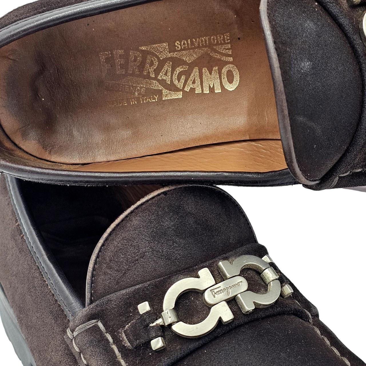 Vintage Salvatore Ferragamo Brown Suede Gancini Bit | Depop