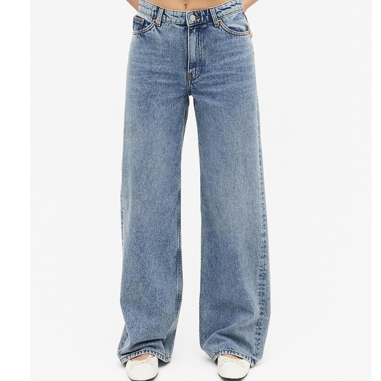 Monki yoko wide leg high waist blue jeans Says size... Depop
