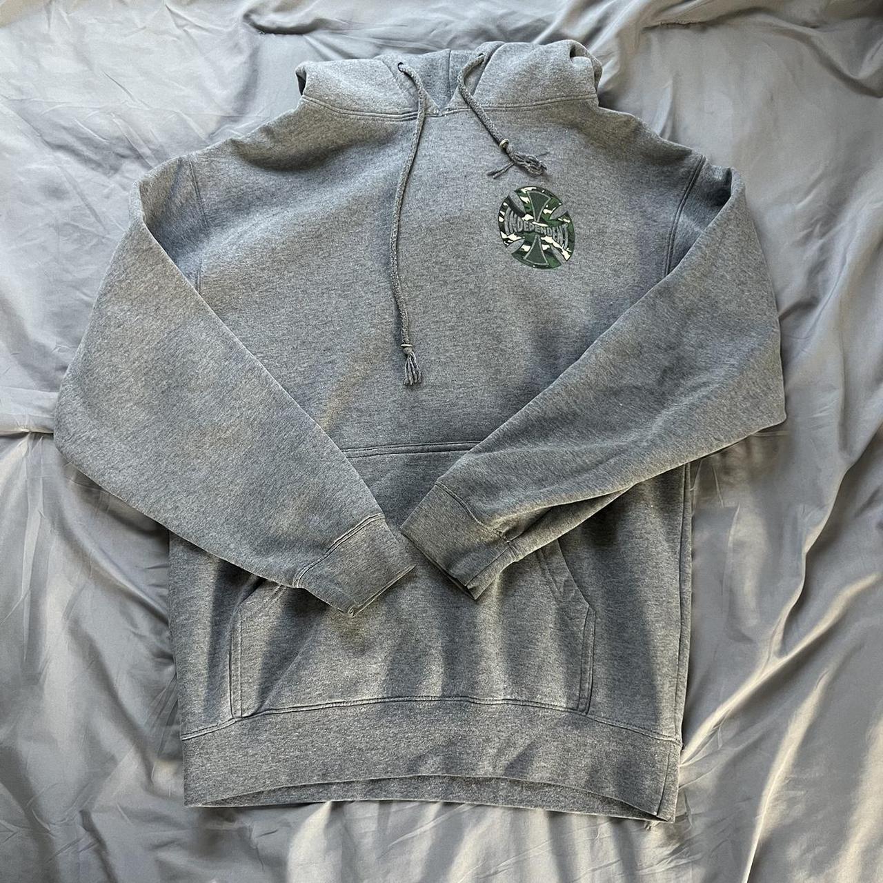 grey independent hoodie size large - Depop