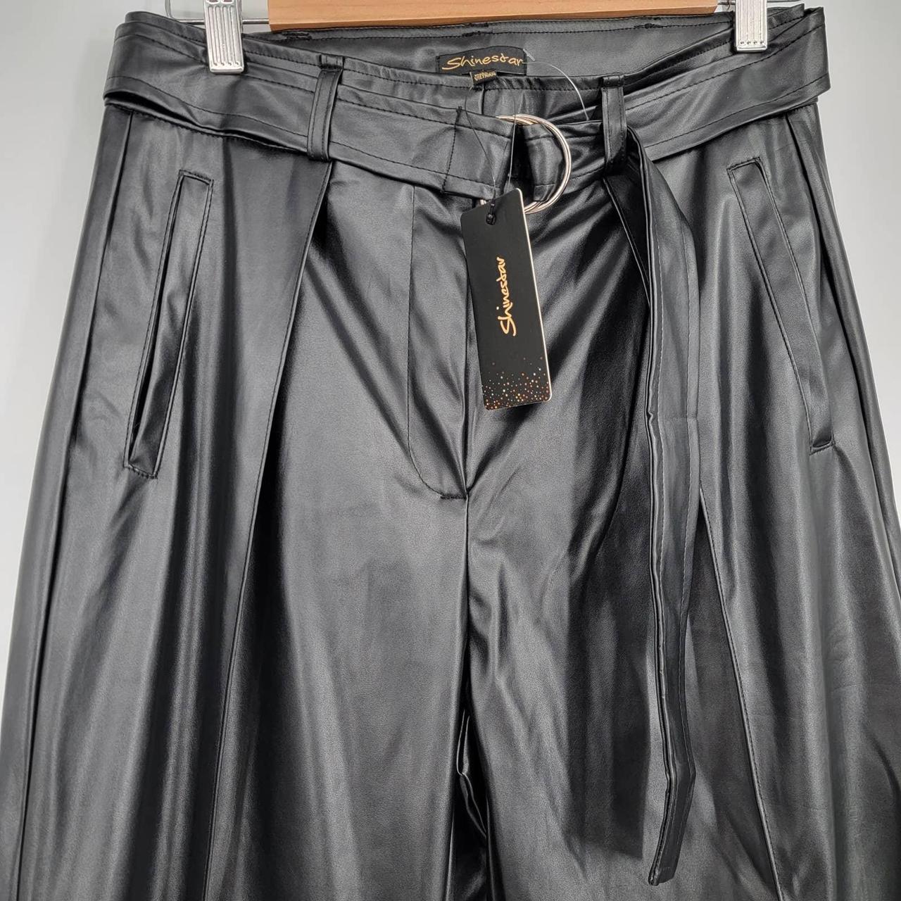 New Shinestar sz L Super High Waist Perfect Fit Vegan Leather Pants tan O4  | eBay