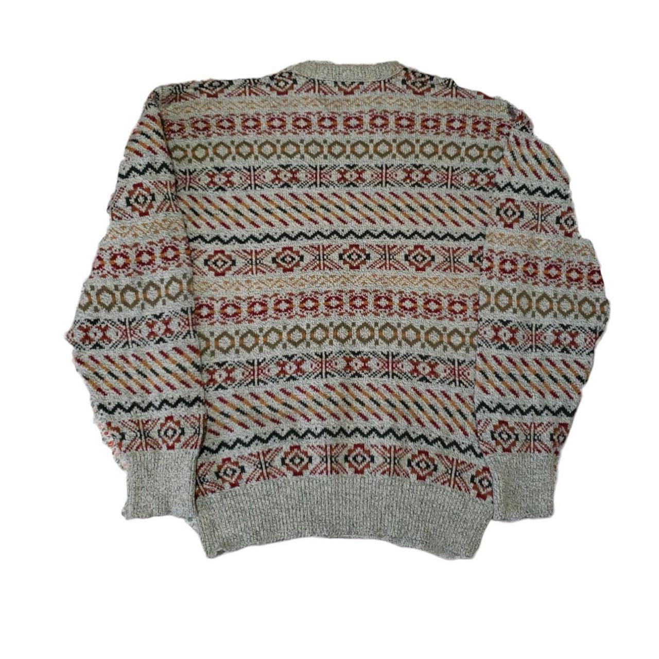 Vintage colorful fair isle knit sweater Earthy... - Depop