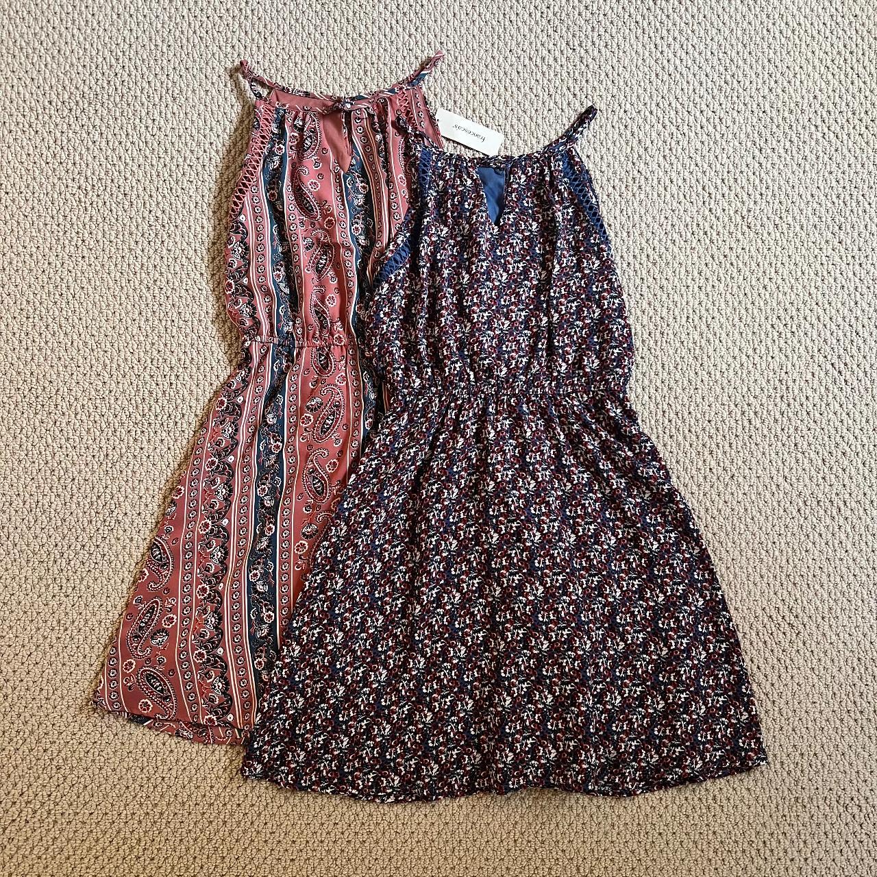 francesca's Women's Pink and Blue Dress Depop