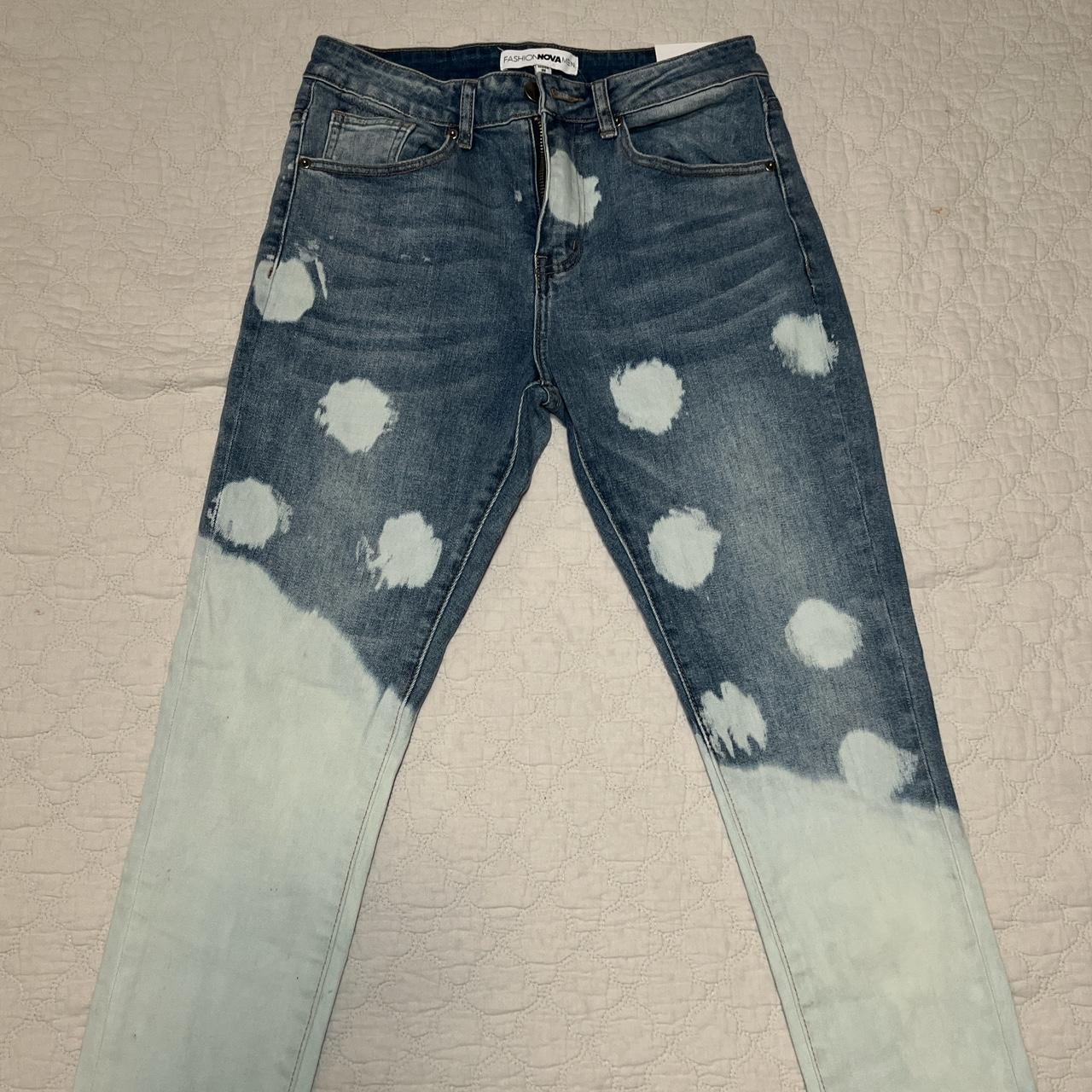 Fashion Nova Men's Blue and White Jeans | Depop