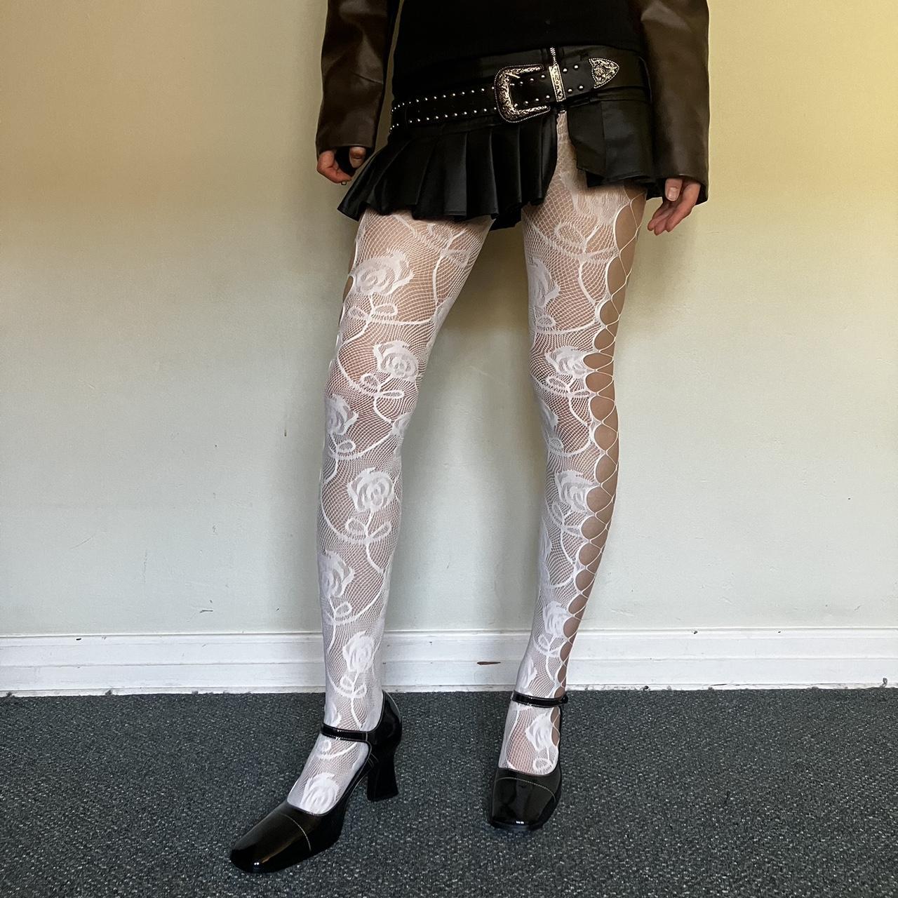 Rose Pattern Cut Out Tights One size, suits for - Depop