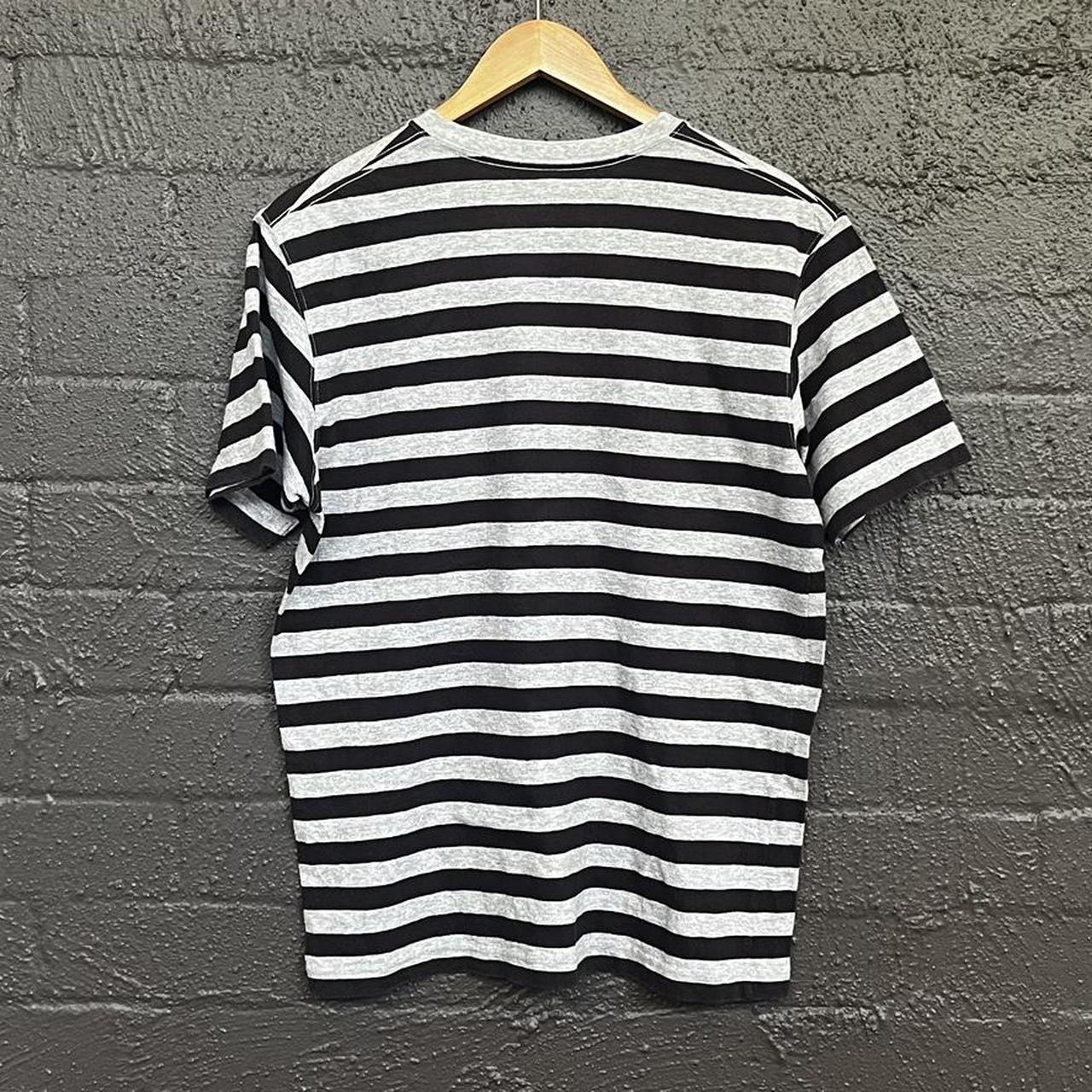 2000’s Grey/Black Stripy tee Measurements:pit to... - Depop