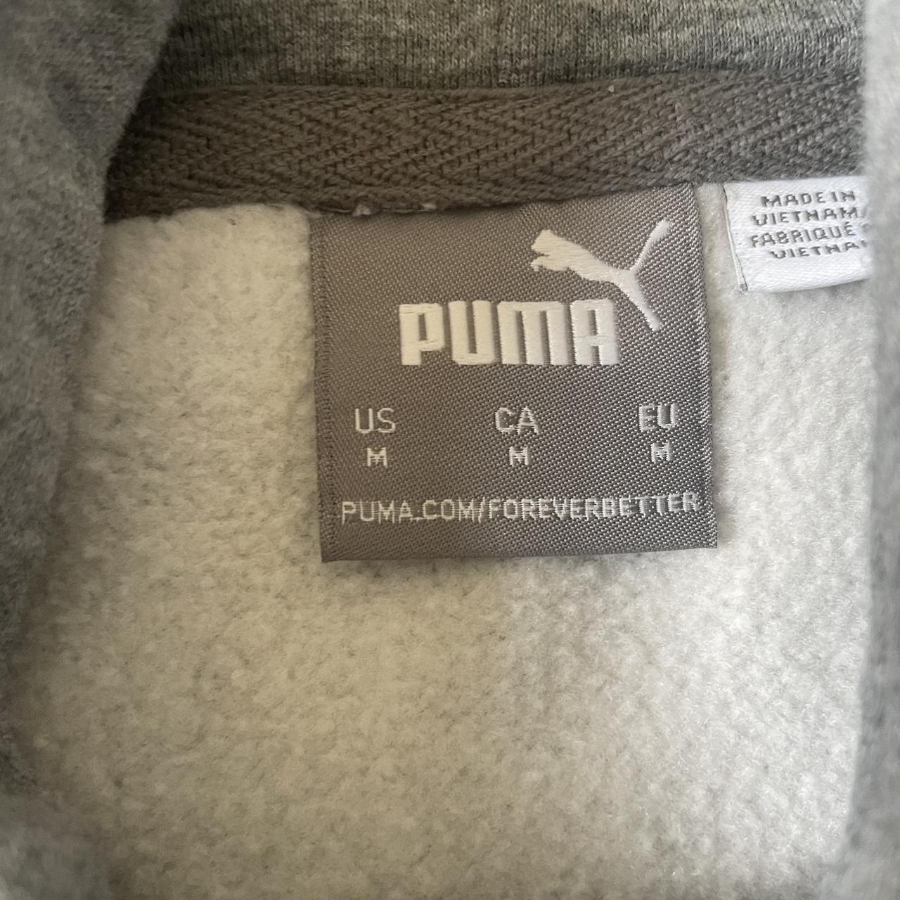 Grey Embroidered Puma Logo Hooded... - Depop