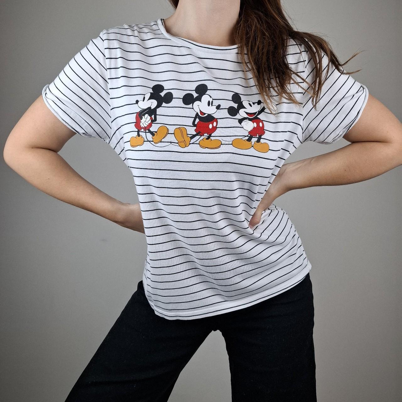 Disney t shirt. white with black stripe design. Depop