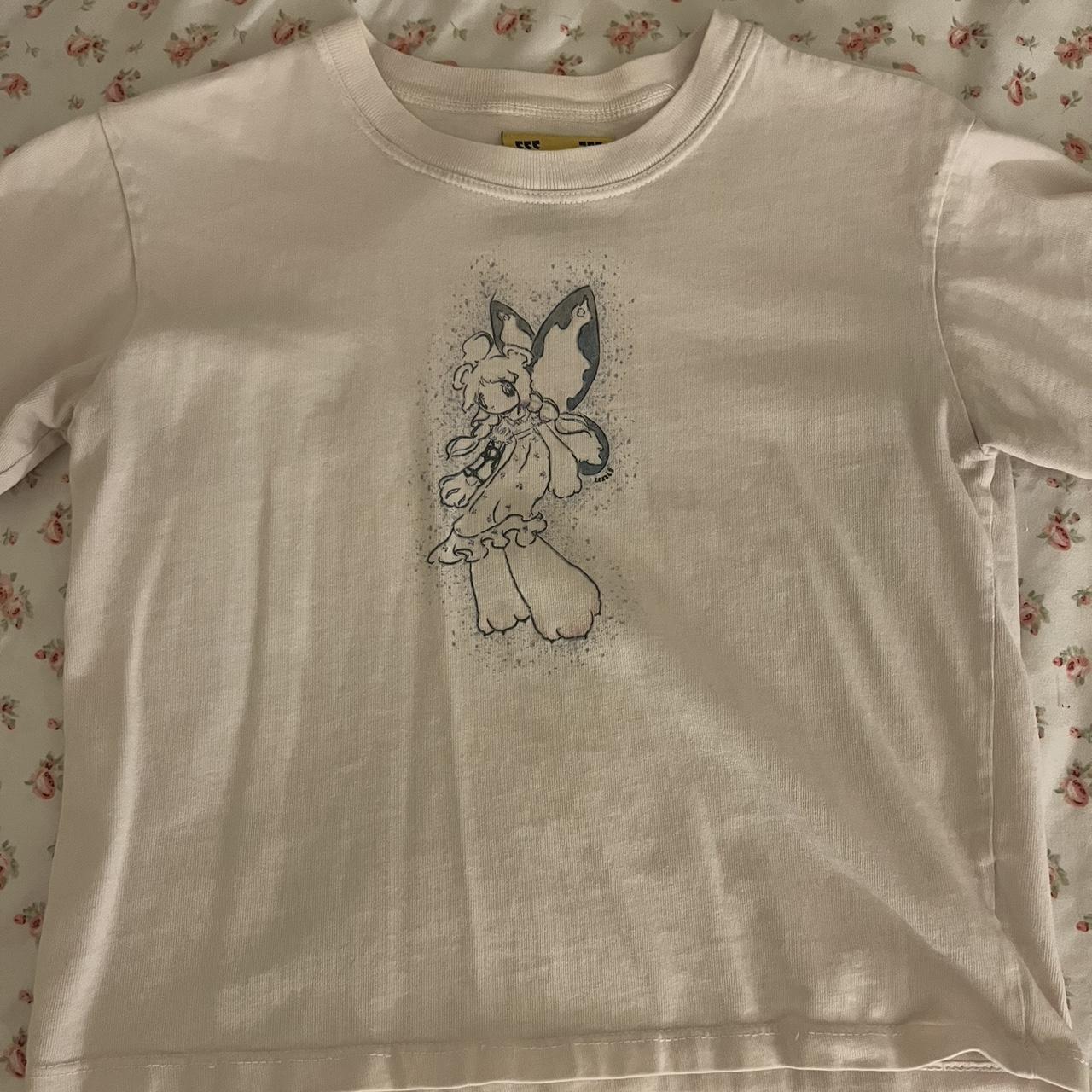 adorable white unif baby tee, unique graphic ;3 some... - Depop